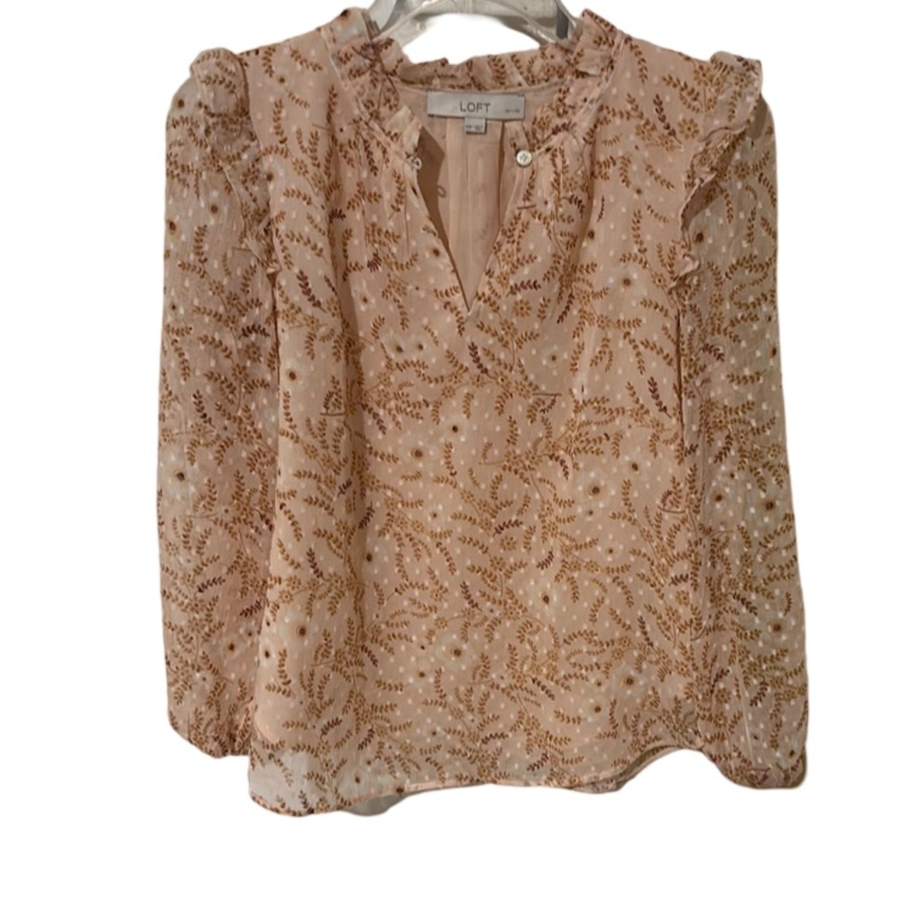 LOFT Women's Pink Beige Blouse